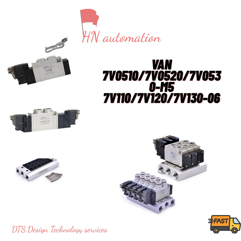 [Likenew]Van khí nén 7V010  7V110 7V130-06  - Van khí 5/2/ 5/3 24VDC đảo chiều xylanh, dừng theo vị 