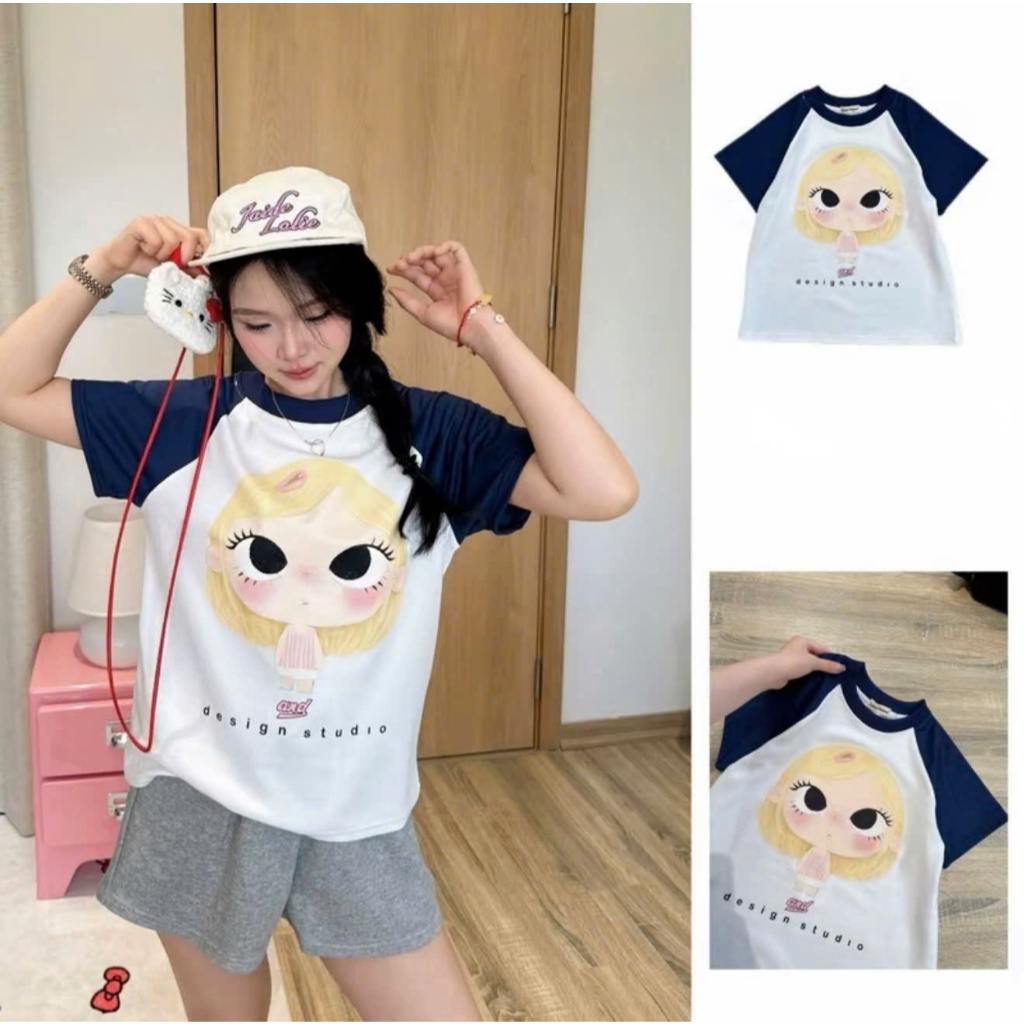 Áo phông BABY TEE hoạt hình ngộ nghĩnh dành cho nữ ,Áo thun ngắn tay họa tiết gấu xinh chất cotton thoáng mát dễ thương | BigBuy360 - bigbuy360.vn