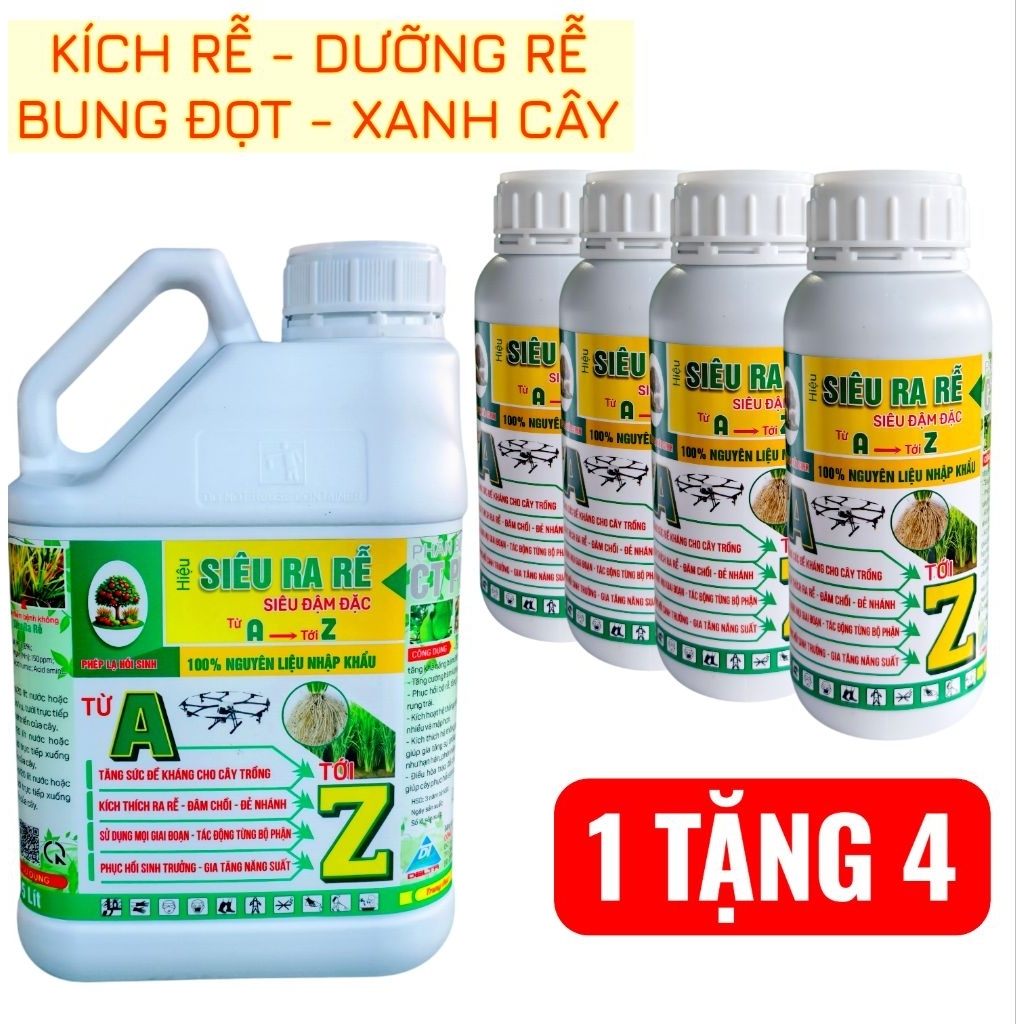 [1 TẶNG 4] SIÊU RA RỄ đậm đặc 5 LÍT KÍCH RA RỄ, ĐẺ NHÁNH, RA CHỒI, ĐẺ TƯỢC XANH CÂY, XANH TRÁI, MẦM 