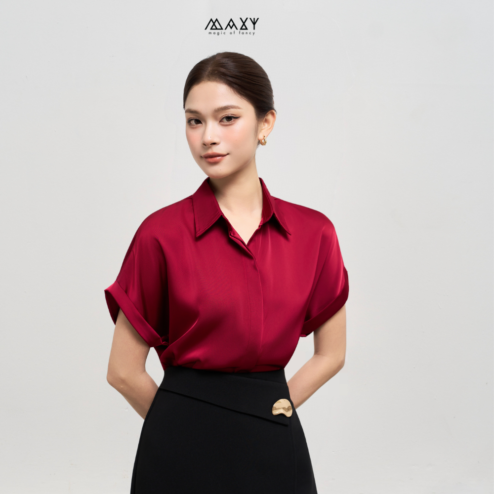 Áo sơ mi nữ công sở ngắn tay Sleeve Shirt Red mùa hè Maxy Workshop
