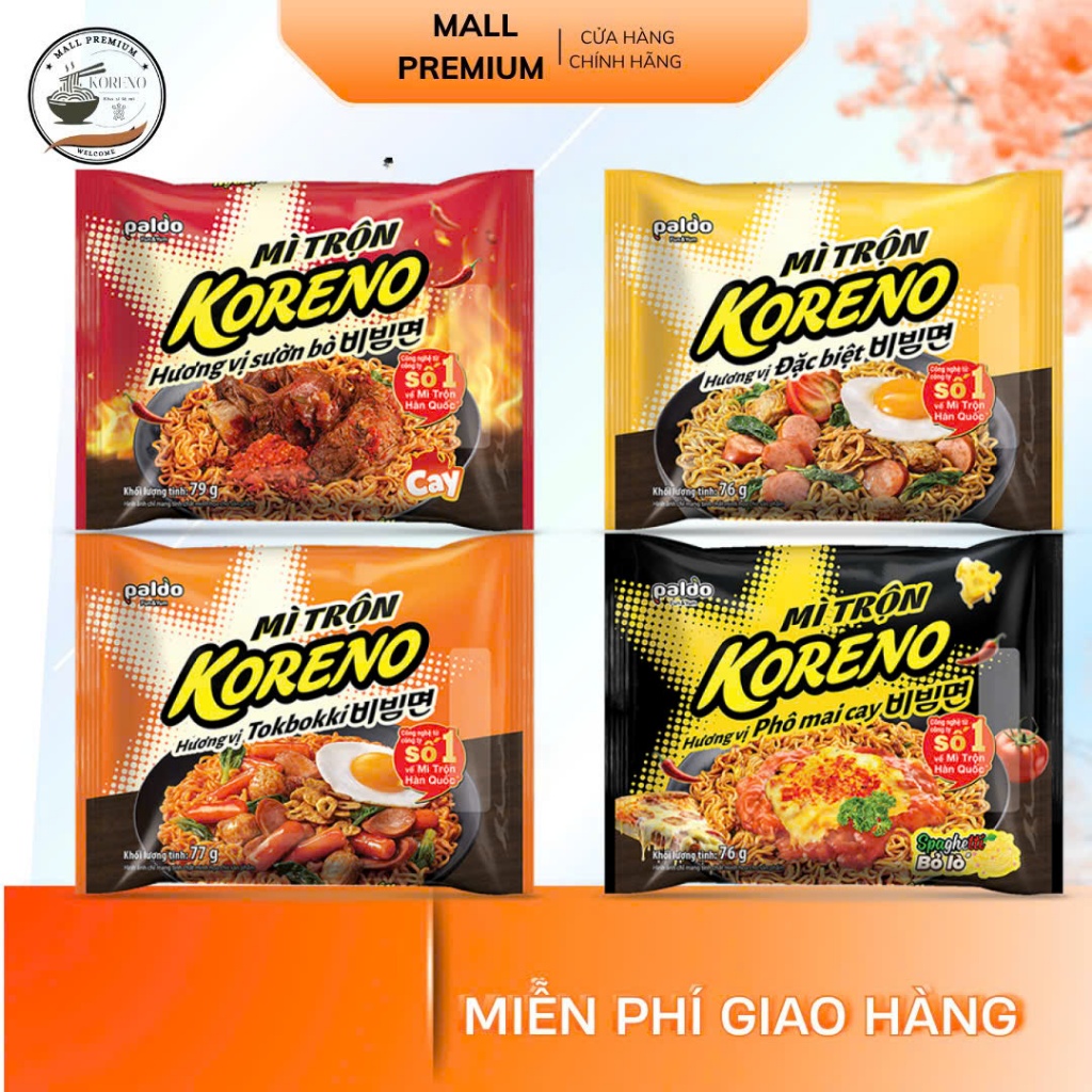 Mì trộn koreno 40 Gói 4 vị đặc trưng Hàn Quốc gói 74G