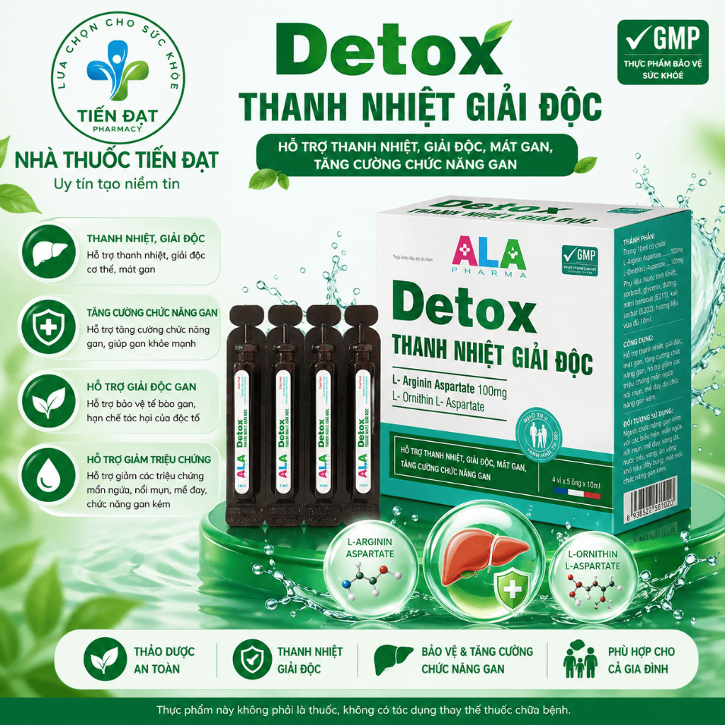 Thanh Nhiệt Giải Độc Mát Gan Detox TPP-France (Hộp 20 ống)