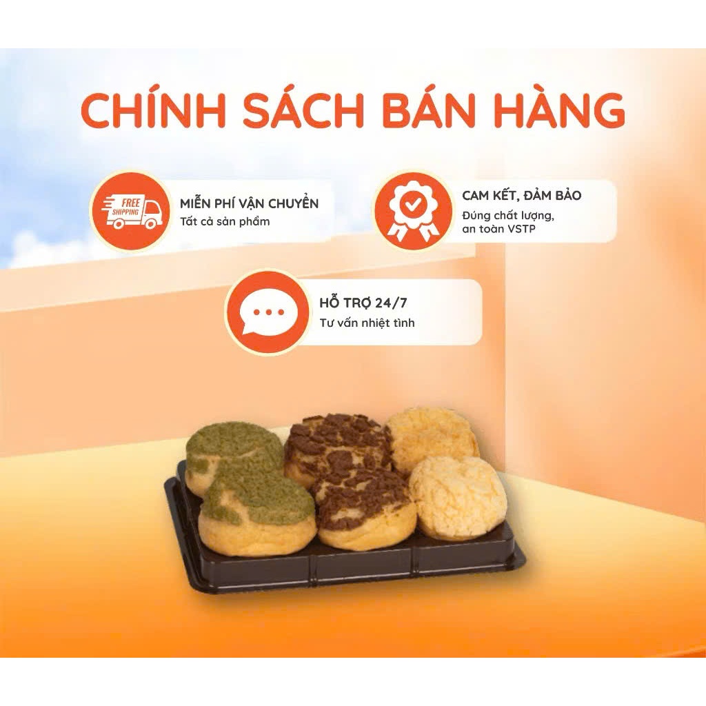 Bánh Su Kem Vỏ Mềm Nhân Kem Béo Ngậy Mềm Mịn Phù Hợp Ăn Vặt Hộp 6 Chiếc