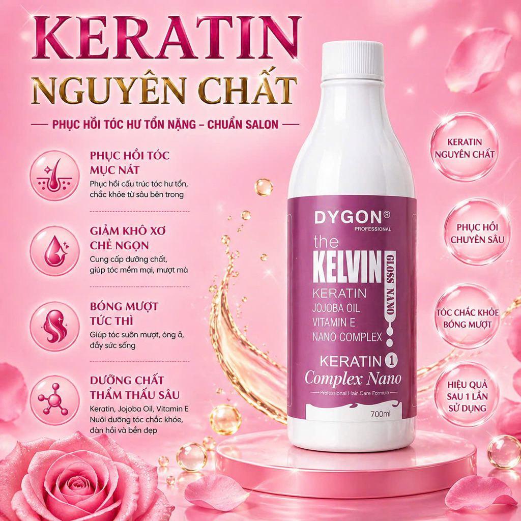 Keratin Kelvin, Keratin Phục Hồi Tóc Hư Tổn Nặng, Chuyên Cho Tóc Tẩy Khô Xơ, Bông Xù,Nhão,Mỏng Yếu Đ