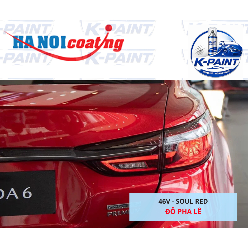 Sơn Xịt Xóa Vết Xước cho xe MAZDA 6 màu ĐỎ PHA LÊ mã màu 46V - SOUL RED chính hãng K-PAINT