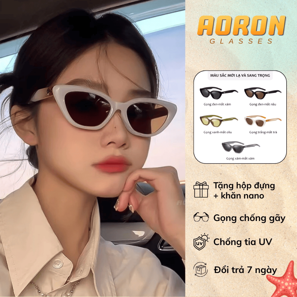 Kính Mát Mắt Mèo Phân Cực Trendy AORON Chống Tia Cực Tím Bảo Vệ Mắt Gọng Thời Trang Xu Hướng Nam Nữ