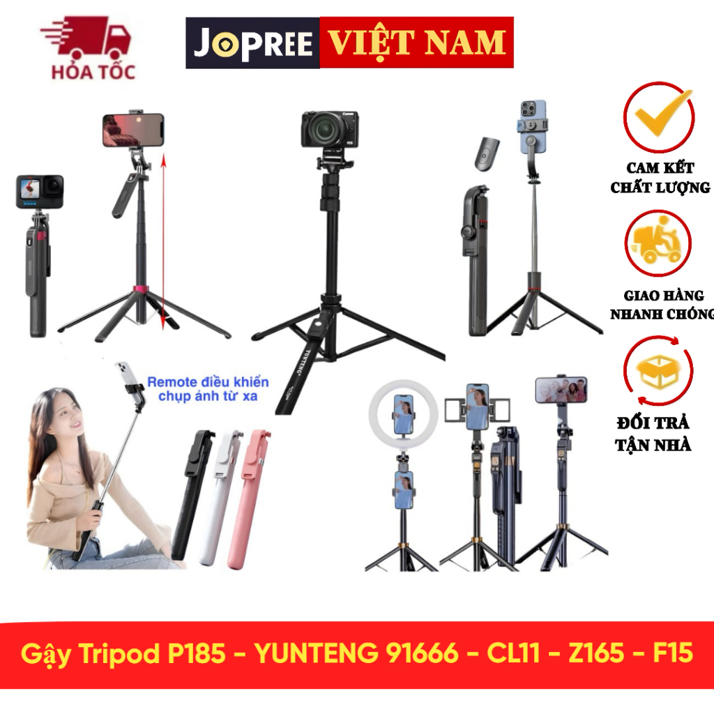 Gậy Selfie Tripod Z165 / F15 / P185 / CL11 / Yunteng 91666 - Gậy Chụp Hình Chuyên Nghiệp Có Remote