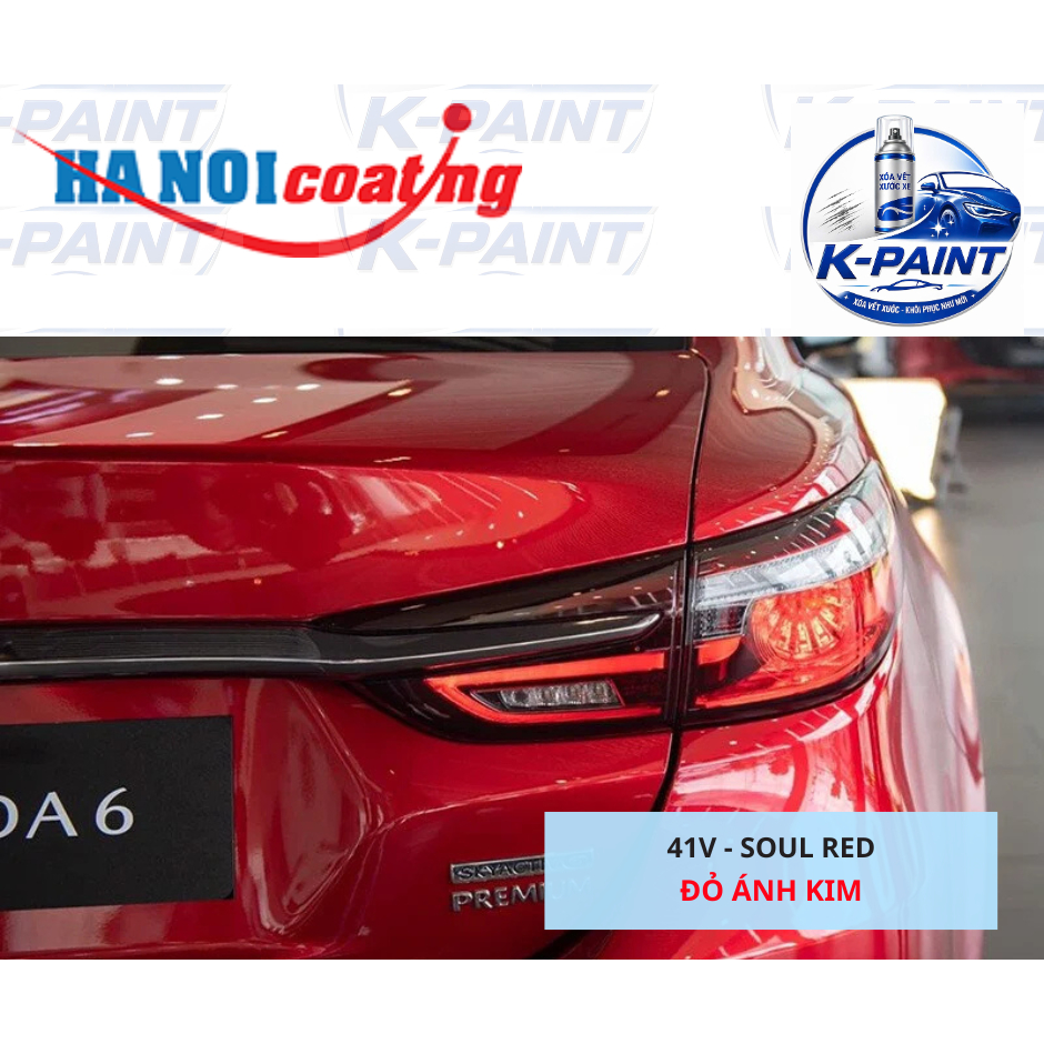 Sơn Xịt Xóa Vết Xước cho xe MAZDA 6 màu ĐỎ ÁNH KIM mã màu 41V - SOUL RED chính hãng K-PAINT