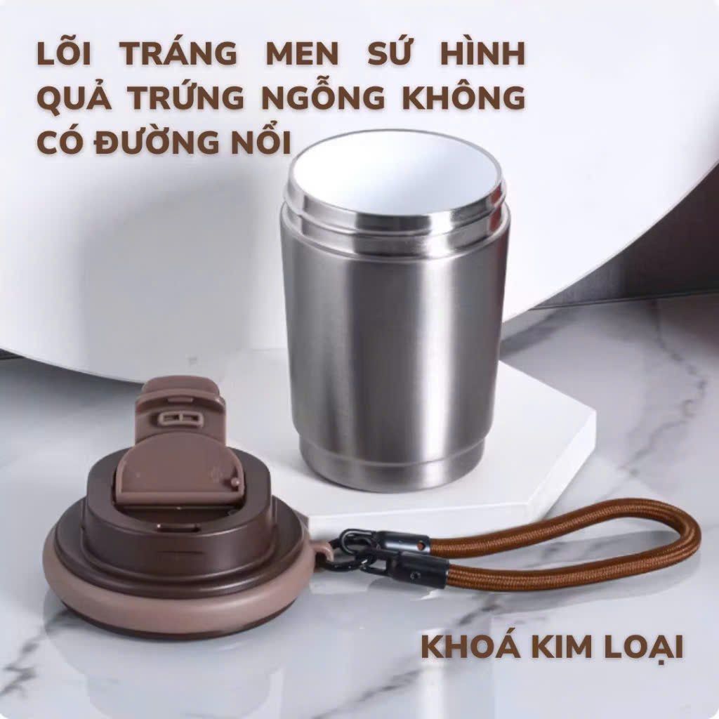 Ly giữ nhiệt 320ml lòng tráng Men Sứ, thiết kế nhỏ gọn tiện lợi inox 316
