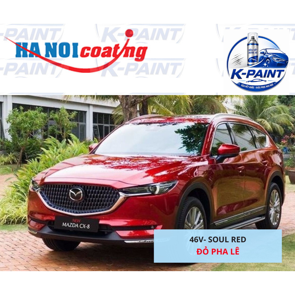 Sơn Xịt Xóa Vết Xước cho xe MAZDA CX-8 màu ĐỎ PHA LÊ mã màu 46V - SOUL RED chính hãng K-PAINT