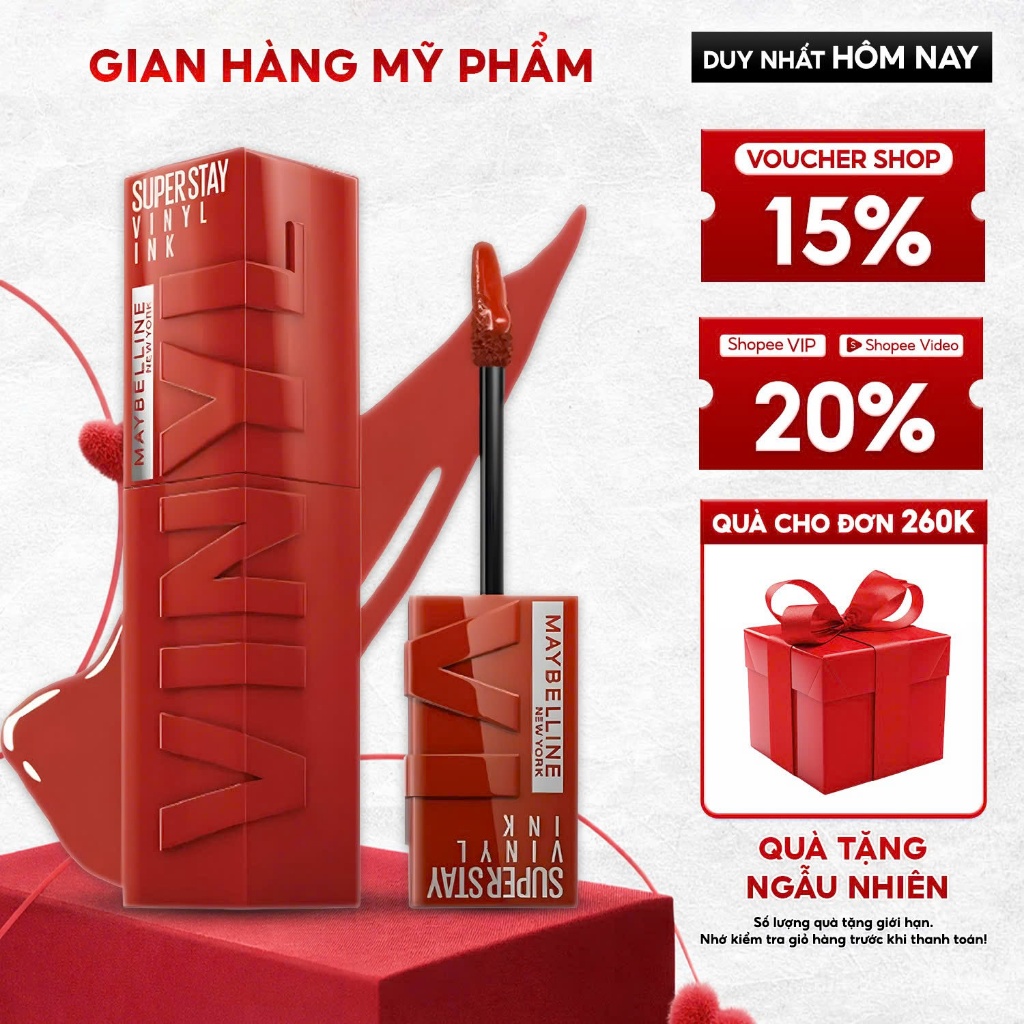 Son Bóng Bền Màu Nhẹ Môi Superstay Vinyl Ink Maybelline Màu Work 4.2ml