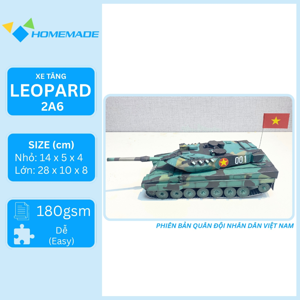 Bộ Kit Mô Hình Giấy Xe Tăng Leopard 2A6 Phiên Bản Quân Đội Nhân Dân Việt Nam
