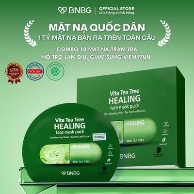 (KOL) Combo 10 Mặt Nạ BNBG Tràm Trà Hỗ Trợ Làm Dịu, Giảm Sưng Viêm Mụn BNBG Vita Tea Tree Healing Face Mask Pack 30ml