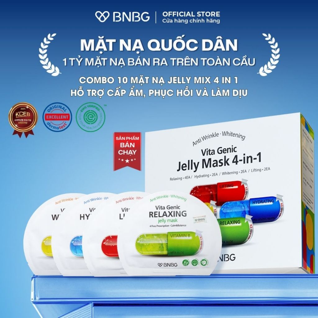 (KOL) Combo 10 Mặt Nạ BNBG Mix Hỗ Trợ Phục Hồi Da BNBG Vita Genic Jelly Mask 30ml