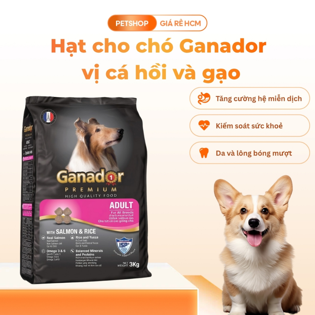 [3kg] Ganador vị cá hồi và gạo Adult with Salmon & Rice 3kg - Thức ăn cho chó trưởng thành