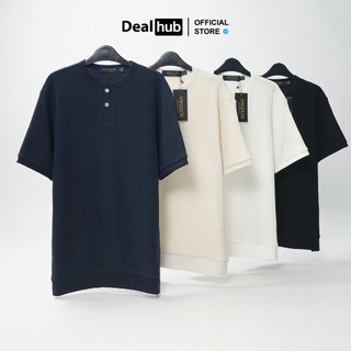 Áo Henley Shirt Dệt Kim Chất Liệu Waffle Cotton Nút Xà Cừ Thiên Nhiên Chính Hãng Angelos Cổ Trụ Tay Ngắn Regular Fit