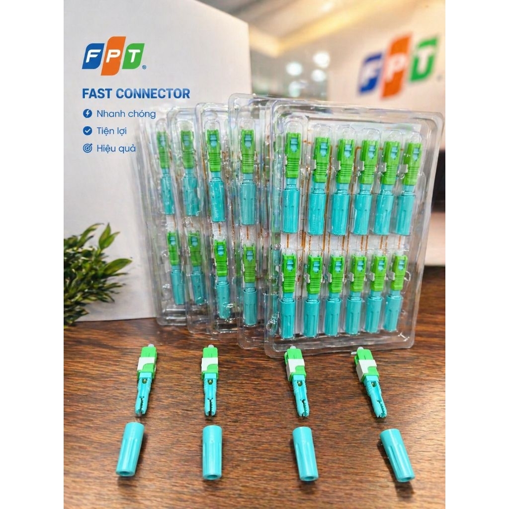 Vỉ 10 chiếc FAST CONNECTOR của FPT Thi công cáp quang Chuẩn chính hãng SC/APC