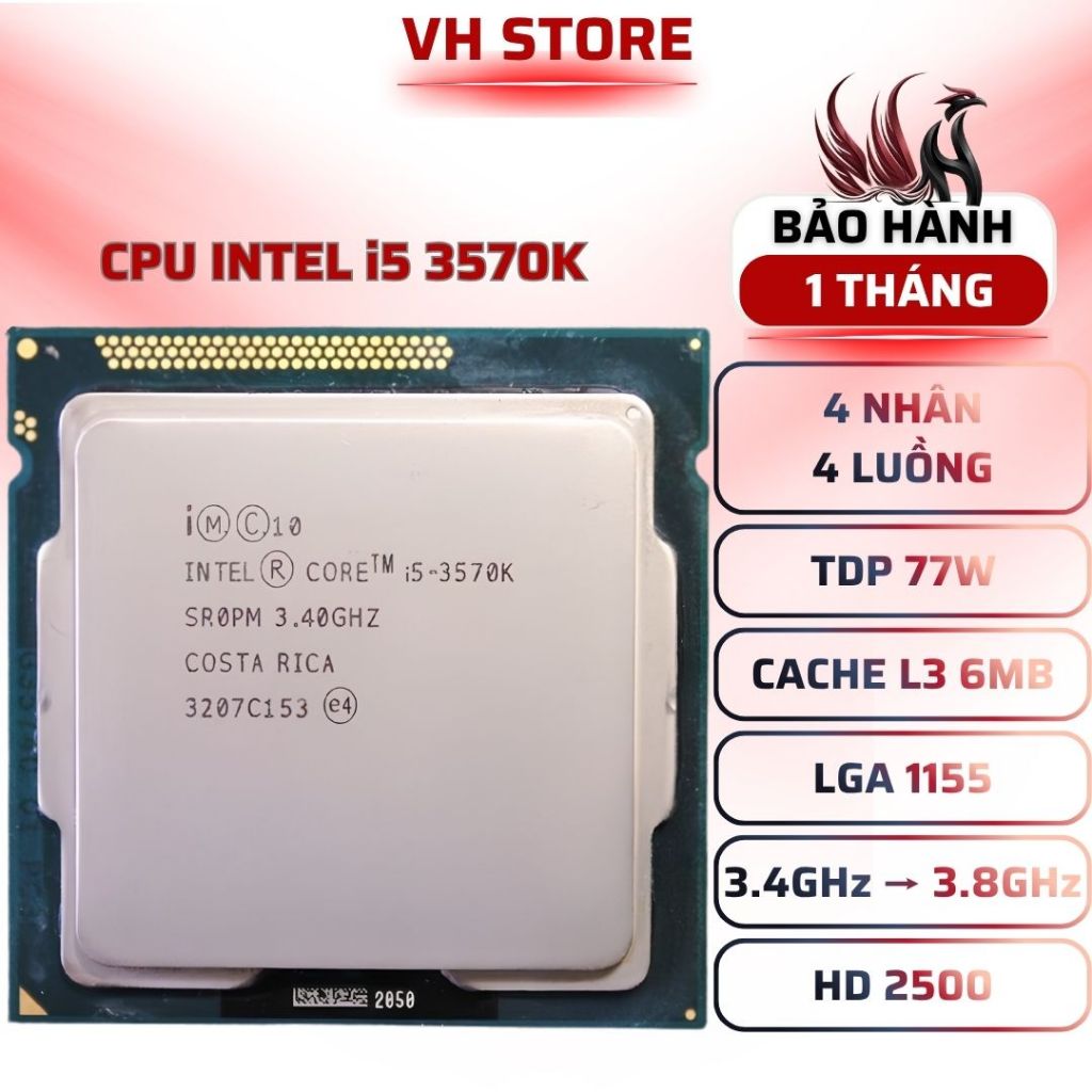 CPU Intel Core i5 3570K OC 3.8GHz - BẢO HÀNH 1 THÁNG - VHSTORE