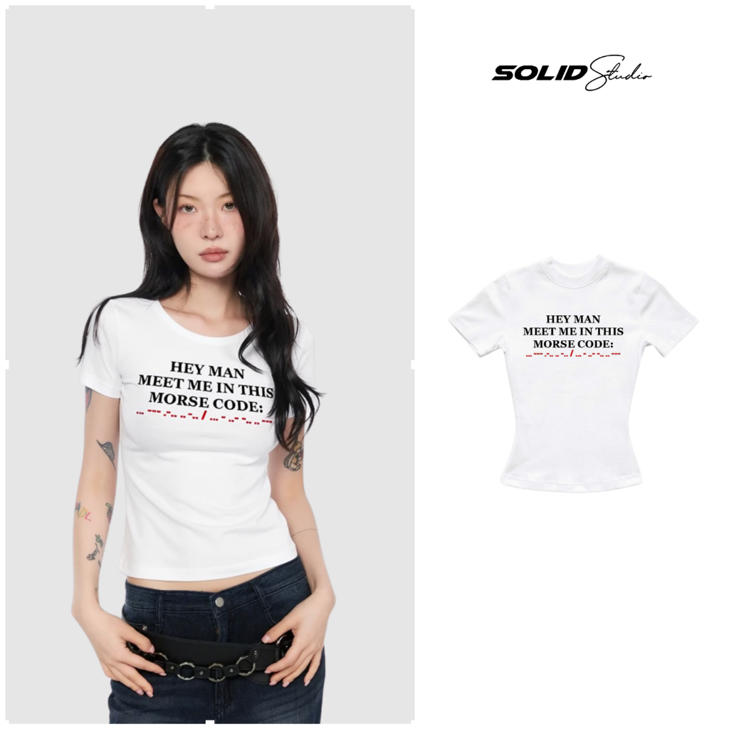 Áo Thun Nữ Ôm Body In MORSE CODE SolidStu Local Brand Nữ Oversize - TS52