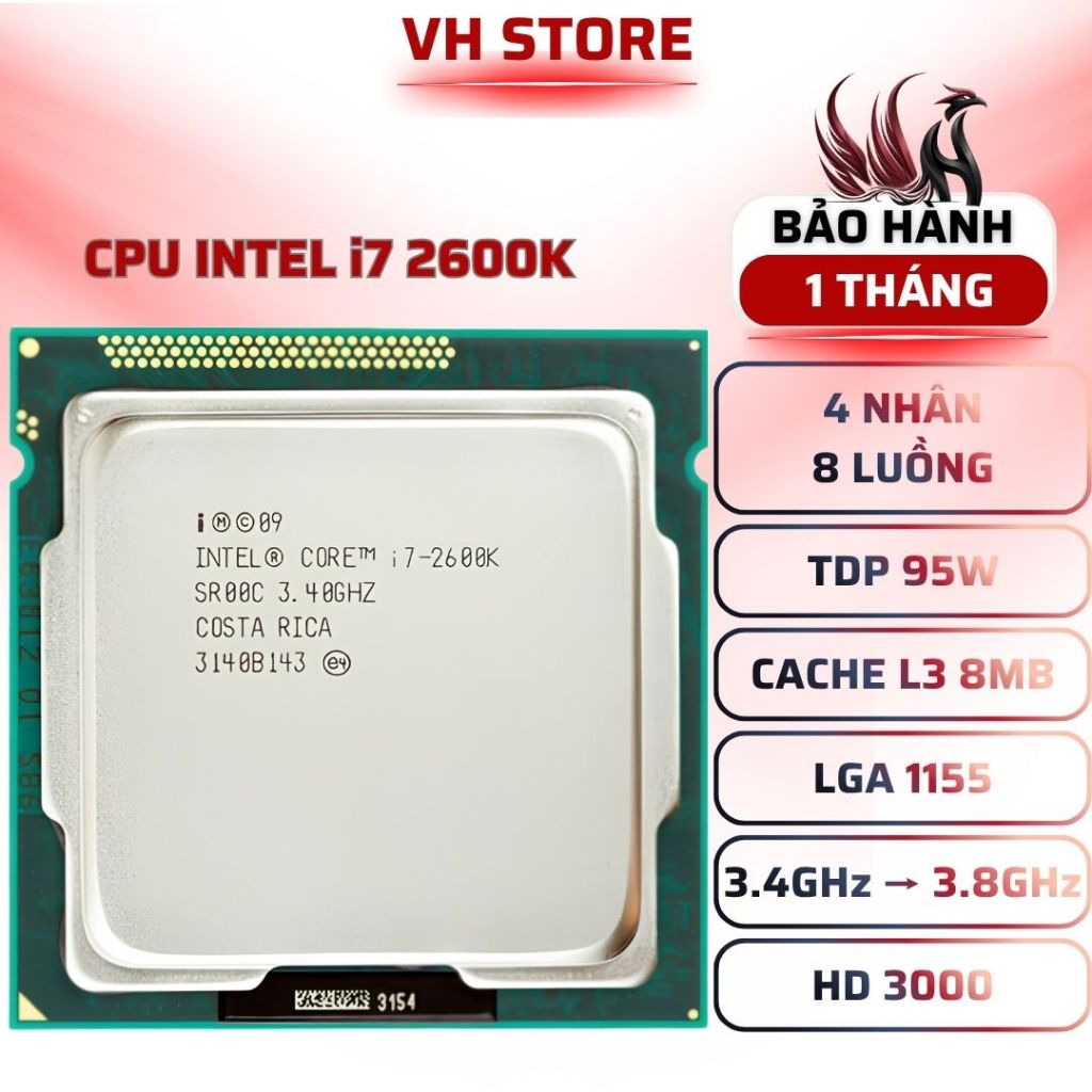 CPU Intel Core i7 2600K OC 3.8GHz - BẢO HÀNH 1 THÁNG - VHSTORE