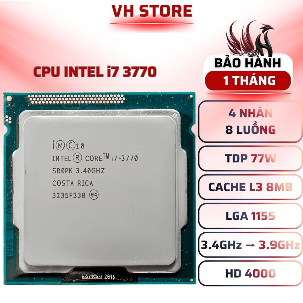 CPU Intel Core i7 3770 3.9GHz 8MB - BẢO HÀNH 1 THÁNG - VHSTORE
