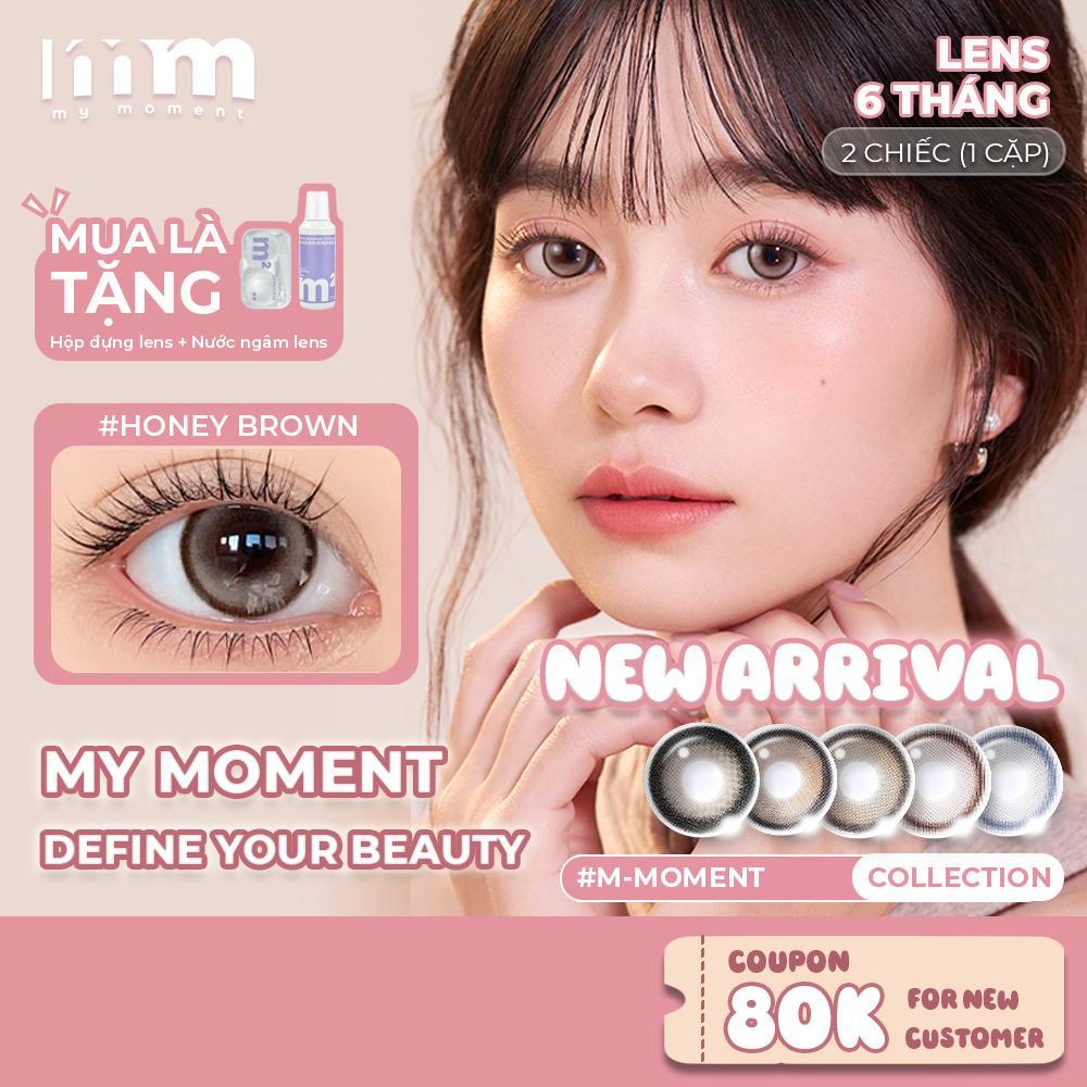 【1 CẶP 】【MM M-Moment kính áp tròng màu loại 6 tháng】đen, nâu, hồng, phong cách lai DIA 14.2-14.5mm