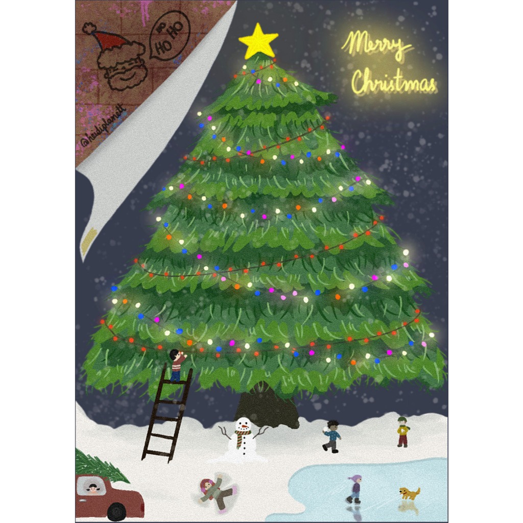"Christmas Day" postcard - Phong cách poster dán tường - Heidi’s Planett