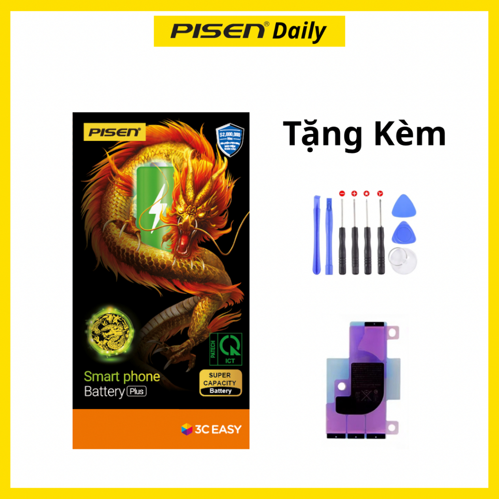 Pin Pisen for iPhone 15 / 15 Plus / 15 Pro / 15 Pro Max Dung Lượng Siêu Cao Chính Hãng