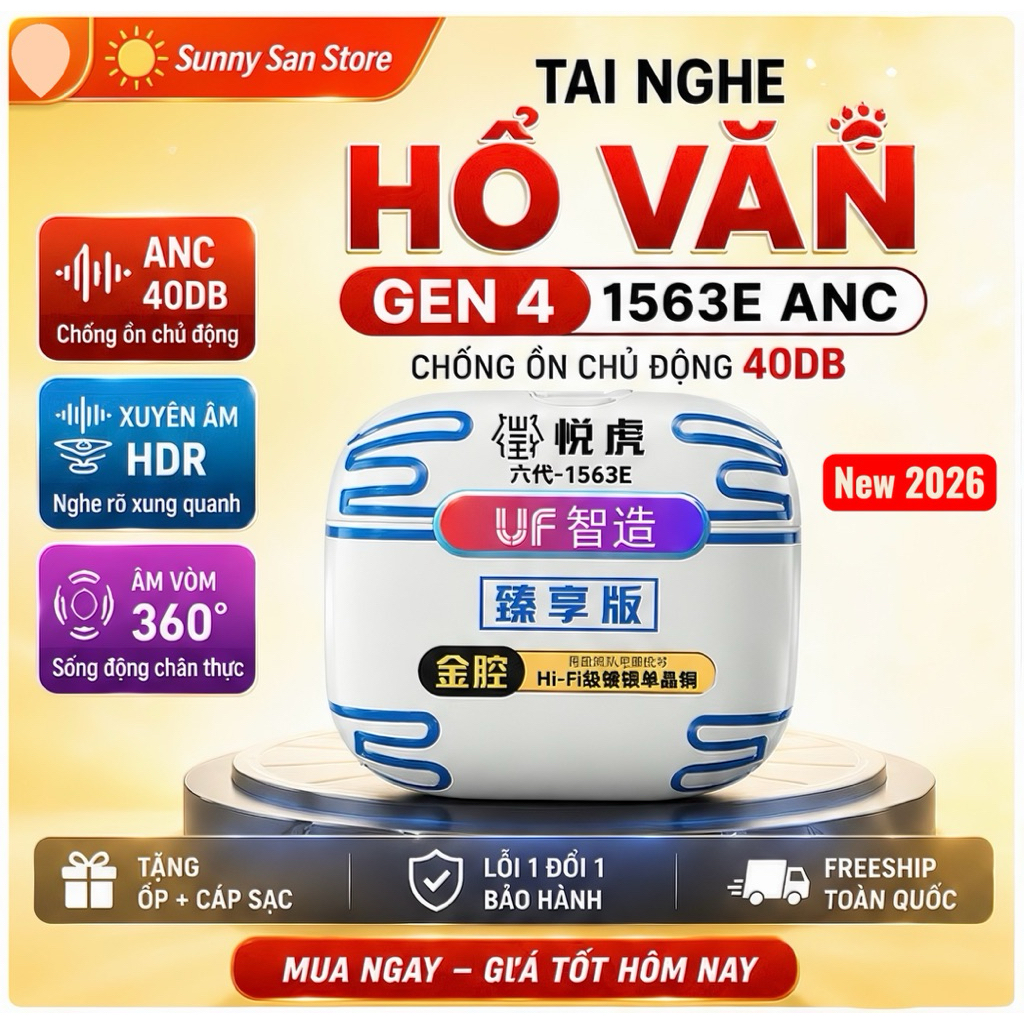 [ A4 1563E ] - Tai Nghe Bluetooth Ap4 1563E Hổ Vằn - Chống Ồn ANC 40dB - Pin 8H - Âm Thanh Vòm