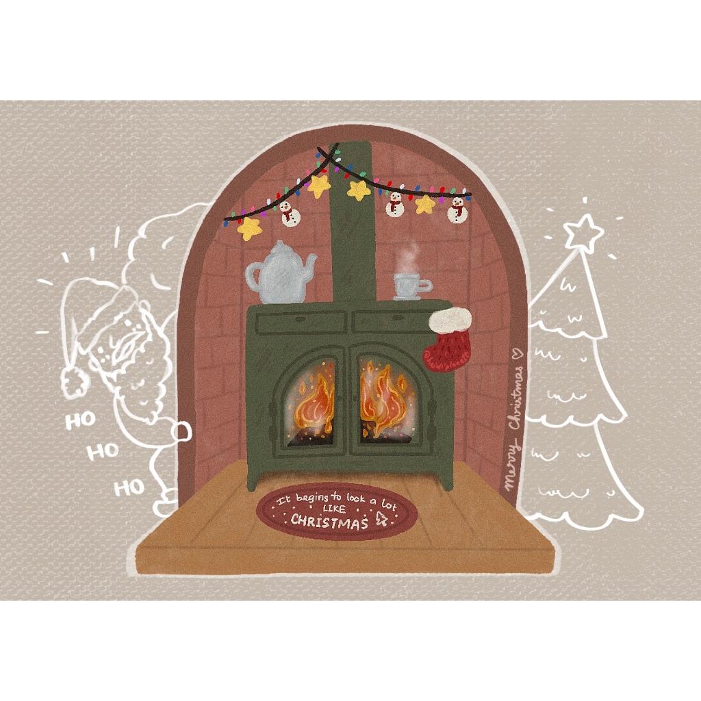 “Christmas Fireplace" postcard - Heidi’s Planett