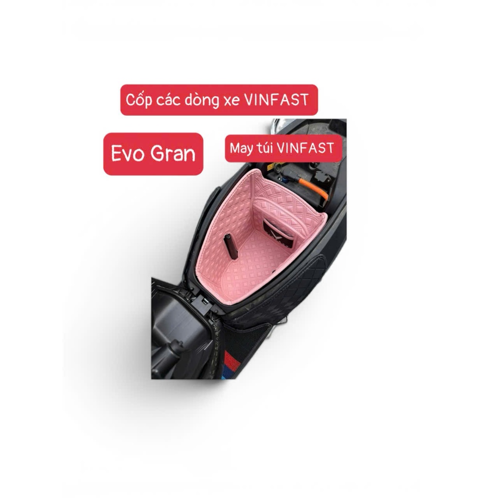Lót cốp xe điện  VinFast Evo Gran & VinFast Feliz ,EVO 200 , bên cạnh may thêm túi logo vinfast cao 