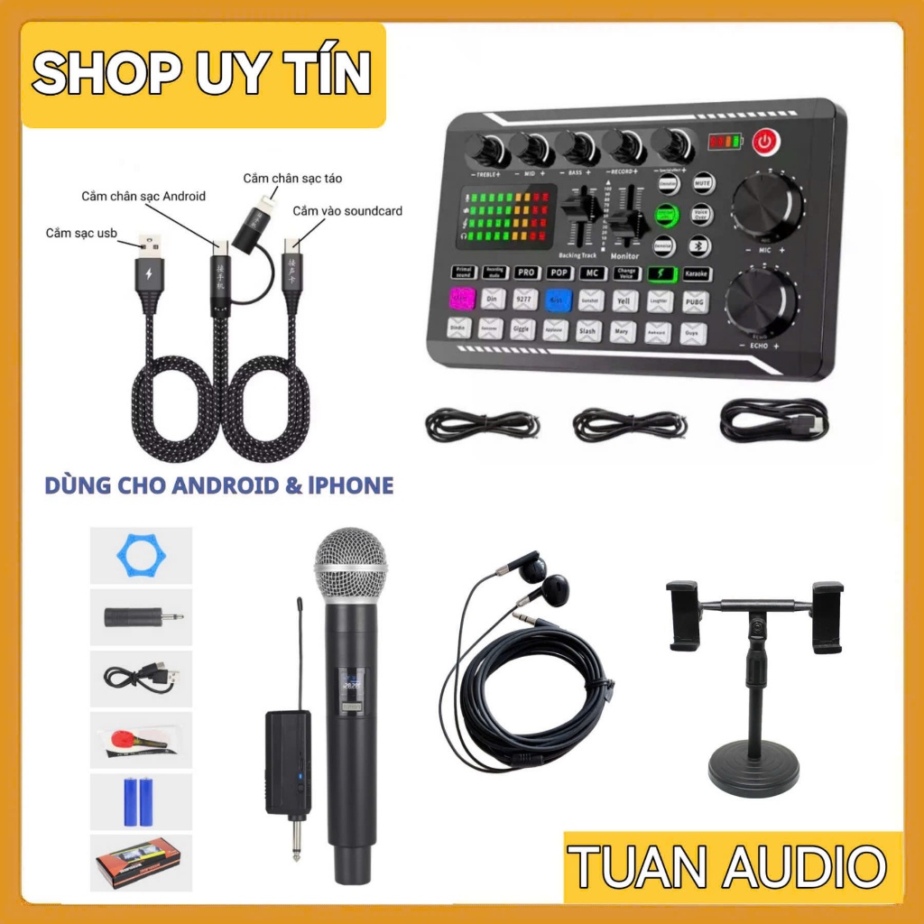 Bộ hát Live thu âm F998 Mic không dây âm thanh hay bay bổng ấm áp