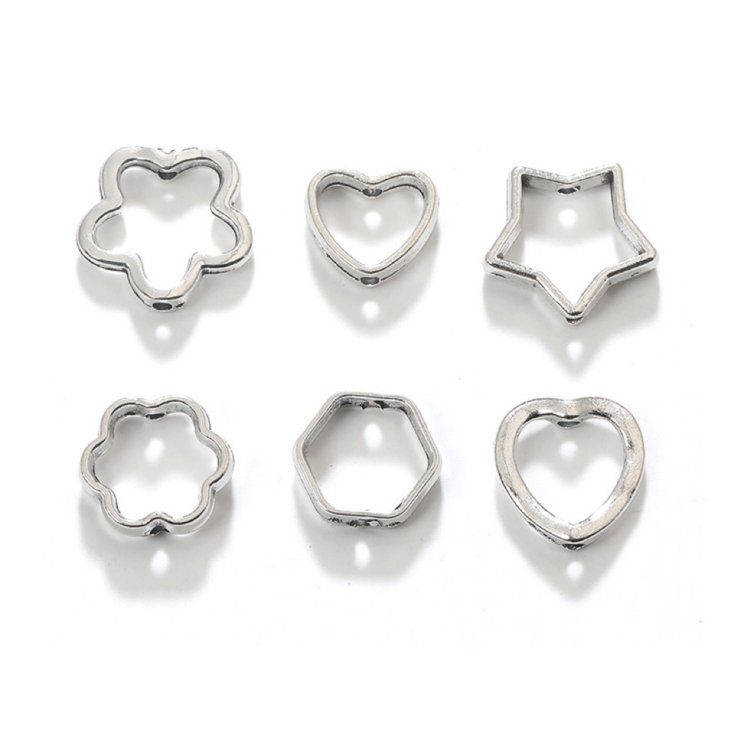 10 charm khung tim - hoa kim loại làm phụ kiện handmade Tiệm Tày Vong