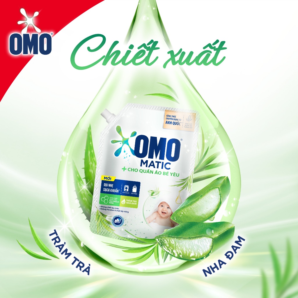 [Túi 3.6kg] Nước giặt OMO Matic dịu nhẹ cho bé