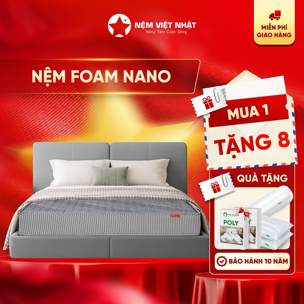 Nệm Foam Việt Nhật Nano - Nâng Đỡ, Định Hình Tối Ưu - Bảo Hành 10 Năm - Đầy Đủ Kích Thước | BigBuy360 - bigbuy360.vn