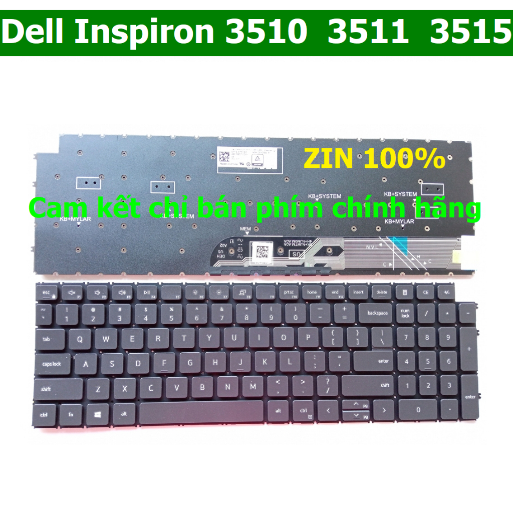 Bàn phím laptop Dell Inspiron 3510  3511  3515  3520  3525  3530 CHÍNH HÃNG  Keyboard Dell Inspiron 