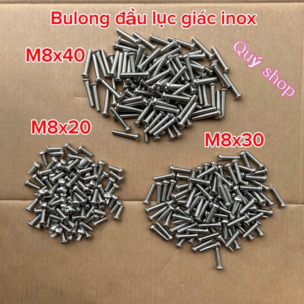 Bulong ( Ốc) đầu lục giác chìm, Ecu, Long đen chất liệu Inox 201. Túi 10 con