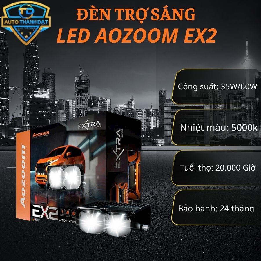 Aozoom Ex2 bi cầu trợ sáng đỉnh cao tăng sáng 5000k gắn cho ô tô xe máy bảo hành 2 năm