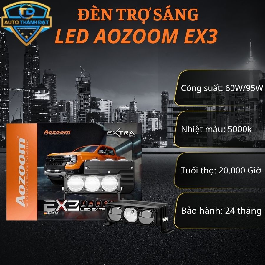 Đèn trợ sáng AOZOOM EX3 phiên bản 2026 nhiệt màu 4300k, 5000k và 3000k, công suất 60/95W