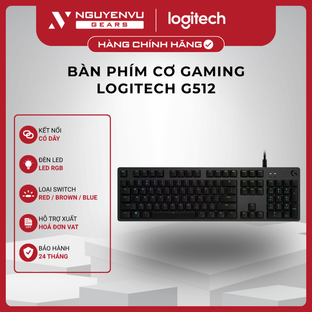 [Full VAT] Bàn phím cơ gaming Logitech G512 - Có dây / LED RGB - BH 24 THÁNG