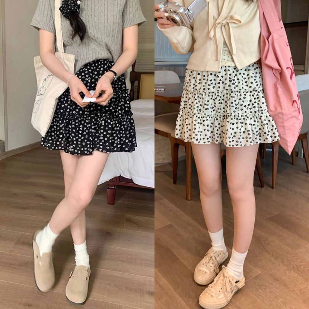 Chân váy hoa nhí cạp chun có lót trong, chân váy ngắn 3 tầng xoè ulzzang -V322 | BigBuy360 - bigbuy360.vn