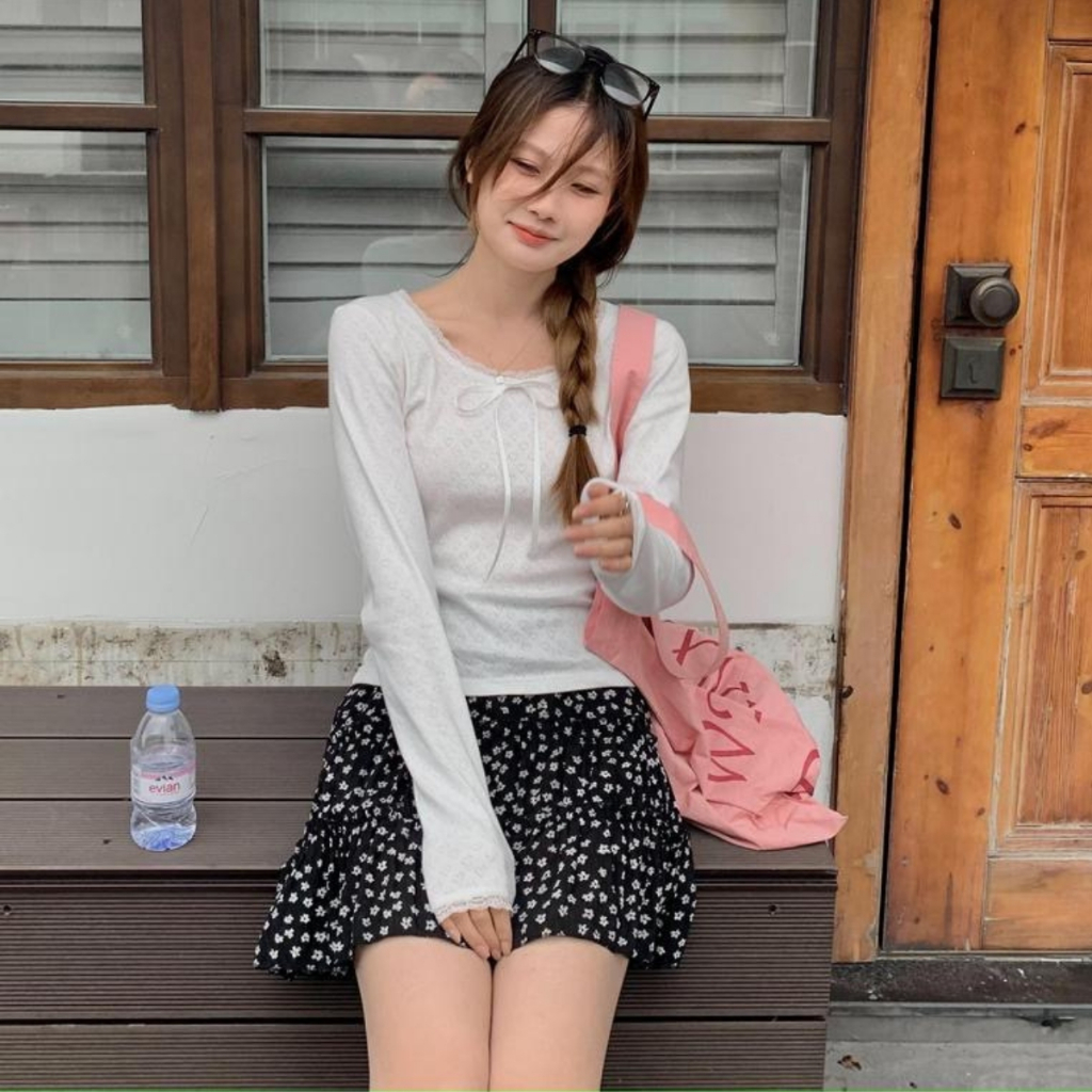 Chân váy hoa nhí cạp chun có lót trong, chân váy ngắn 3 tầng xoè ulzzang -V322 | BigBuy360 - bigbuy360.vn