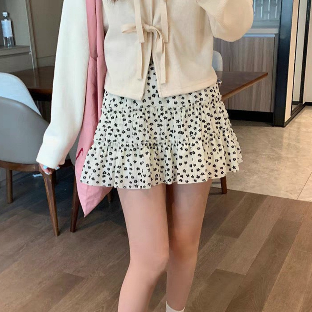 Chân váy hoa nhí cạp chun có lót trong, chân váy ngắn 3 tầng xoè ulzzang -V322 | BigBuy360 - bigbuy360.vn