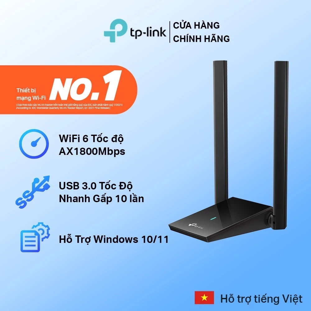 Bộ Thu Sóng WiFi 6 USB Tplink Archer TX20U Plus AX1800 WiFi 6 Băng Tần Kép AX1800, Ăng Ten Kép Độ Lợ