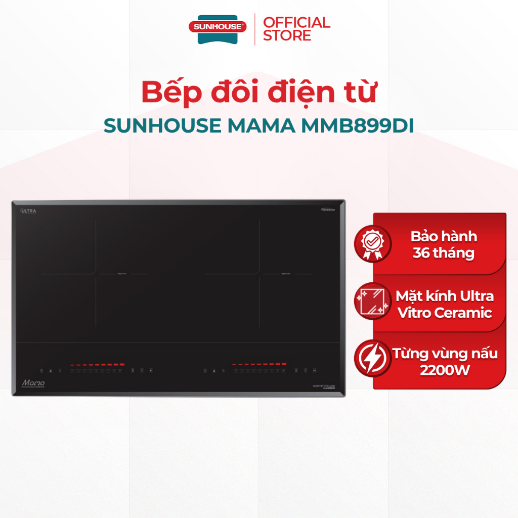 Bếp Đôi Điện Từ SUNHOUSE MAMA MMB899DI - Bảo Hành 36 Tháng, Công Nghệ INVERTER Tiết Kiệm Điện Năng