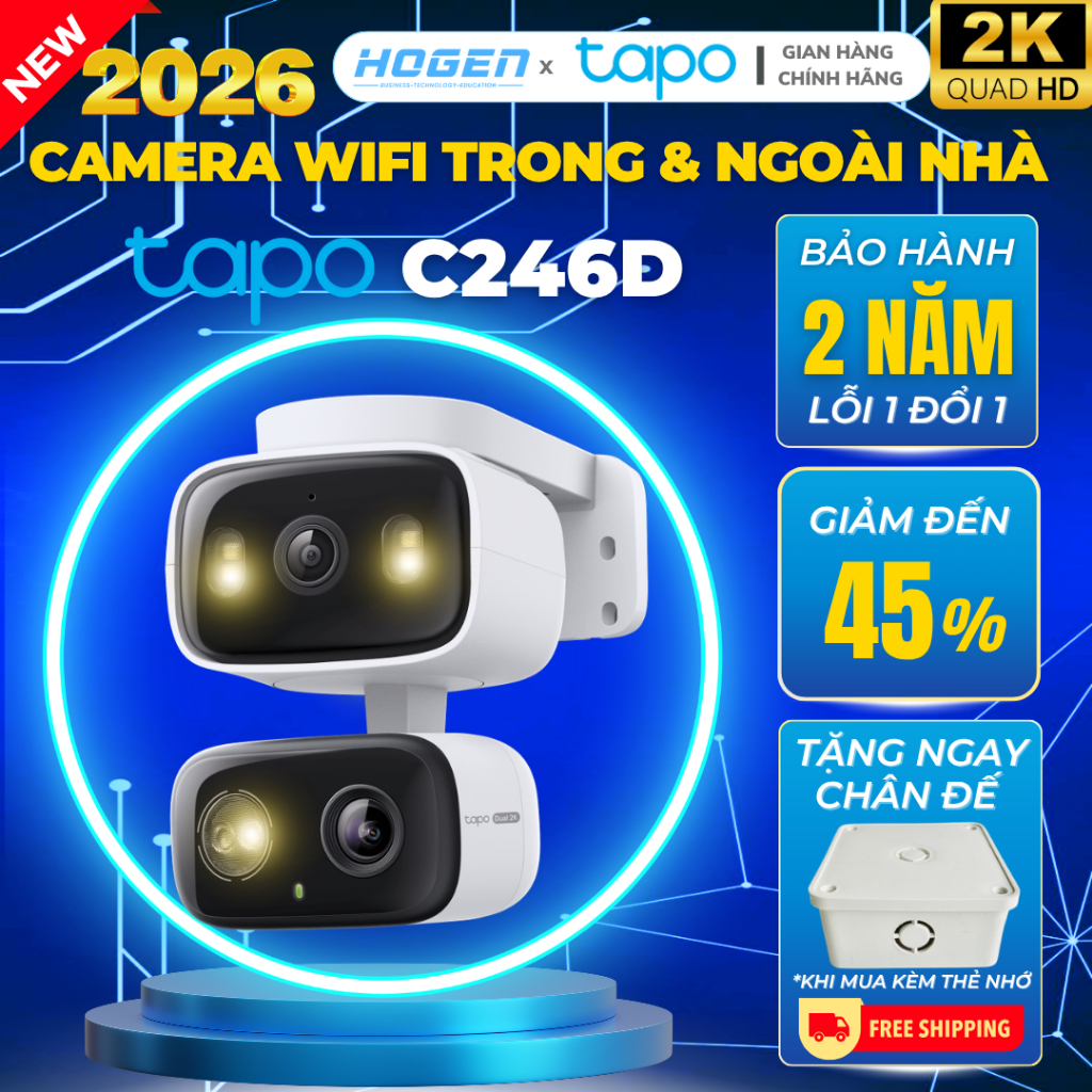 Camera WIFI Trong Nhà/Ngoài Trời TP-Link Tapo C246D, 2 Mắt Góc Nhìn Siêu Rộng, AI Thông Minh