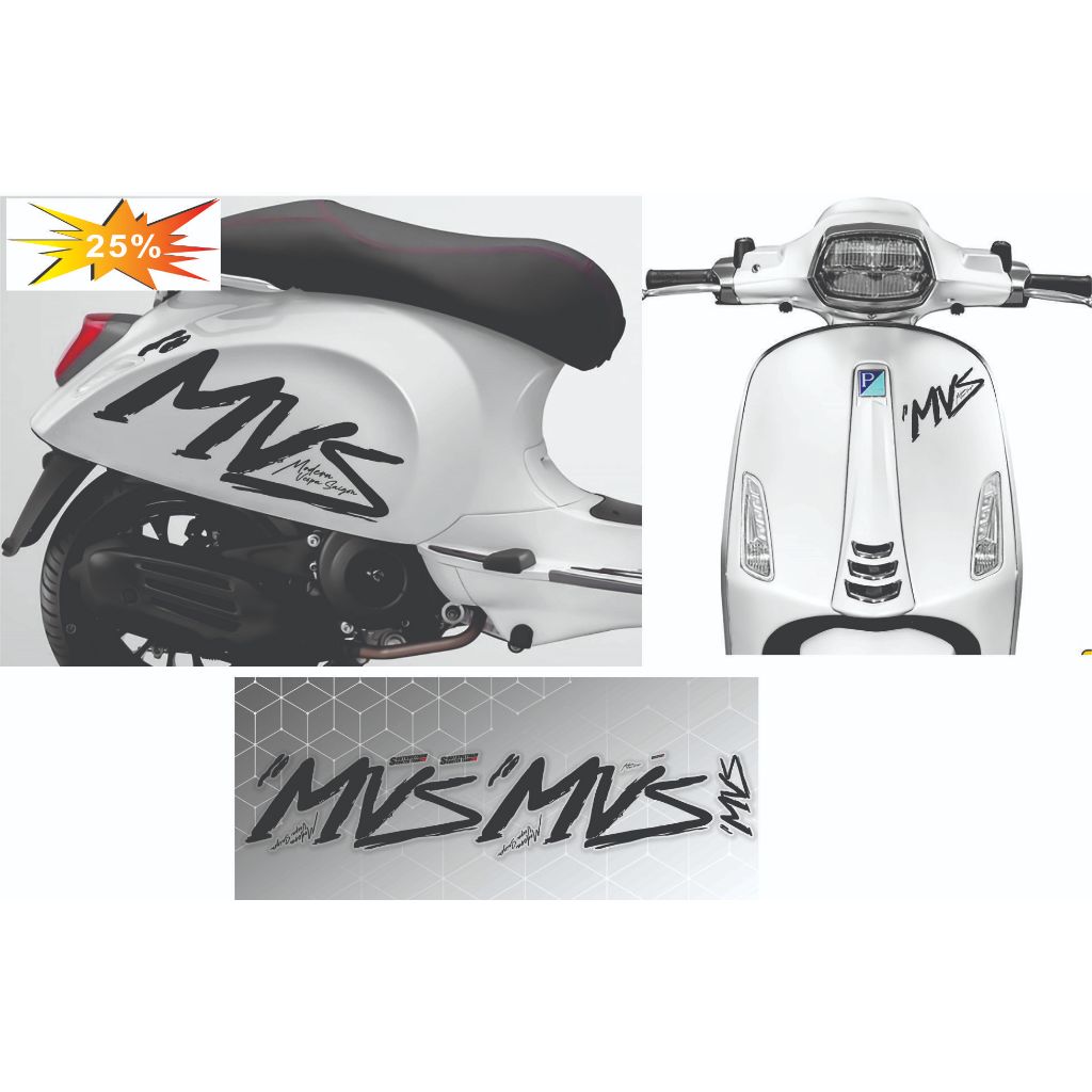 Bộ Tem dán xe Vespa Sprint / Primavera Thiết Kế MVS  siêu đẹp , Moden 2026 , tem in 3 lớp cao cấp kh