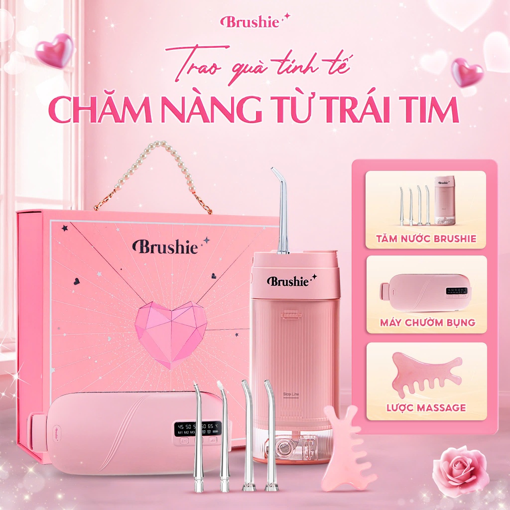 [Outlet S2] Set Quà Tặng Tăm Nước Brushie Super Clean cho nữ, quà tặng Valentine bản cải tiến mới, L