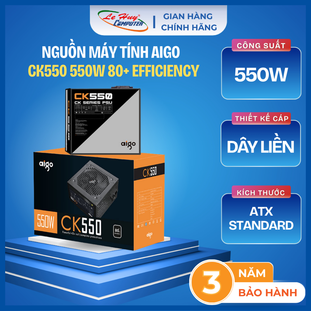 Nguồn Máy Tính AIGO CK550 550W 80+ EFFICIENCY - Hàng Chính Hãng