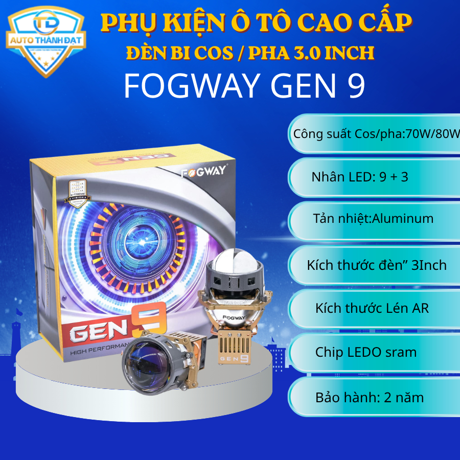 Đèn Bi Cos/Pha FOGWAY GEN 9 - Chính Hãng - Bảo Hành 2 Năm